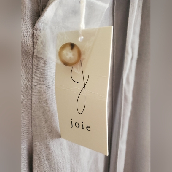 NWT Joie Linen Blend Gray Wide Leg Pants Size L Tie Elastic Waist Pockets - Picture 6 of 9